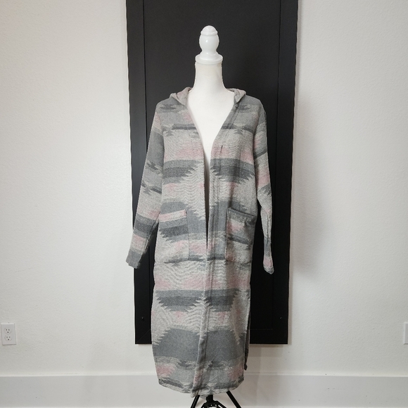 DICTIONARY AZTEC LONG HOODED CARDIGAN DUSTER SIZE MEDIUM - Picture 7 of 9